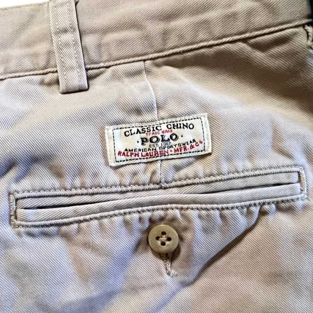 Polo Ralph‎ Lauren Men's Tyler Tan Pleated Chino Shorts Size 36 Casual Summer